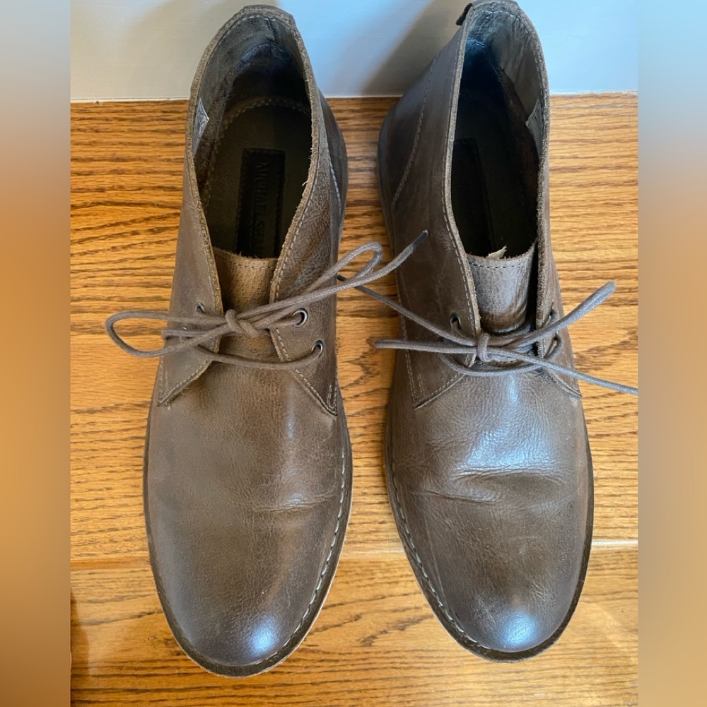 Michael Shannon Size 10 Distressed Redcliffe Grey Leather Boots Excellent Cond.